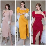 Filipiniana Modern Dress, Graduation Dressess for Women Puff Sleeve Formal Sexy Bodycon with Slit