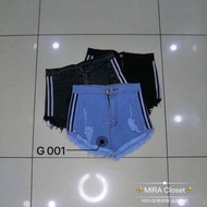 G001 GBJ JEANS Thailand GBJ Ripped Line Zipper High Waist Denim Shorts