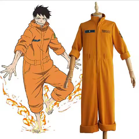 Anime Fire Force Shinra Kusakabe Cosplay Costume Jumpsuit Jumpsuit Orange Team Uniform Suit Arthur B