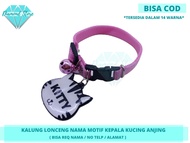 Kalung Kucing Nama Motif Kepala Kucing - Anjing / Kalung Kucing / Kalung Anjing / Kalung Nama Kucing / Kalung Nama Anjing / Kalung Lonceng