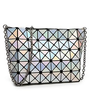 Metallic Silver Issey Miyake BAOBAO Rhombic Geometric Sling Bag / Clutch