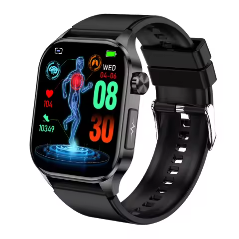 New BT Call ECG Smart Watch 2.04 Inch AMOLED Display Blood Pressure Blood Oxygen Body Temperature ET