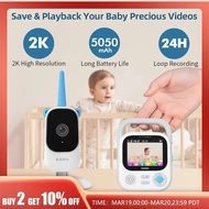 Baby Camera With Monitor KAWA 2K HD Electronic Baby Surveillance Camera High Resolution Video 4X Zoom Monitor TF Card Recording