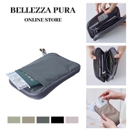 Bellezza Pura Multi Pocket RFID Blocking Layer Storage Card Case Nylon Waterproof Wallet Beg Pasport