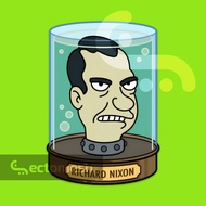 Richard Nixon Head-In-A-Jar - Futurama Vinyl Waterproof Sticker