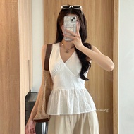 (PB.HAVANA) Áo kiểu nữ DORIS xẻ cổ V phối bèo ulzzang AO441