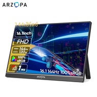 ARZOPA 16.1 ''144Hz 1080P FHD จอภาพสําหรับเล่นเกมแบบพกพา 100% sRGB HDR จอแสดงผลภายนอกหน้าจอที่สอง