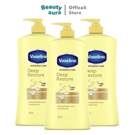 [แพค 3 ขวด] 500ml. Vaseline Intensive Care Deep Restore Body Lotion วาสลีน อินเทนซีฟ แคร์ อโล ซูธ บอ