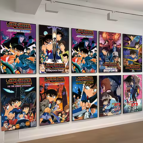 Detective-Conan Canvas Poster Self-adhesive Art Waterproof Paper Sticker Coffee House Bar Room Wall 