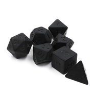 Polyhedral Carbon Black Dice Set 7-Piece D4 D6 D8 D10 D10% D12 D20 for DND RPG Table Board Roll Play