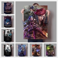 Arcane ลีกของ Legends โปสเตอร์ทีวีบทบาทเกม Jinx Vi Jess Yasuo ศิลปะตกแร่งบ้านภาพวาดผ้าใบติดผนัง0717 