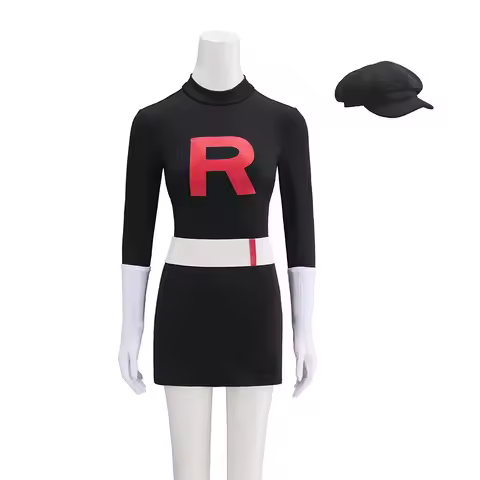 Anime Cosplay Costume for Adult Team Rocket Jessie Black Tight Dress Halloween Cosplay Costume Full 