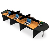 ชุด work system 6 ที่นั่ง พร้อมตัวต่อโค้งโต๊ะประชุม โม-