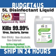 🔥KKM APPROVED🔥 ECO•VER 5L Disinfectant Liquid Nano Mist Sanitizer 5L Liquid Disinfection Sanitizer F