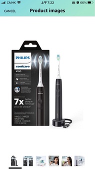電動牙刷 Philips Sonicare 4100 Power Toothbrush, Rechargeable Electric Toothbrush with Pressure Sensor, Black HX3681/24