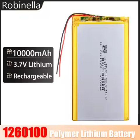 1260100 10000mAh Li-Polymer Battery 3.7V Lithium Polymer Rechargeable Battery Lipo Cells for Power B
