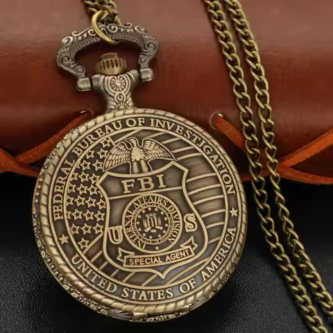 Retro US Special Forces FBI Police Badge Exquisite Quartz Pocket Watch Men's And Women's Necklace Ac