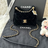 【配件：防塵袋 💕】Chanel 23b 天貓精靈 小號 黑金 絲絨