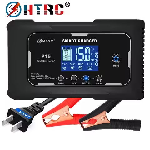 HTRC 12V/24V 15A/20A Car Battery Charger Smart Charger for Lead-Acid PB LiFePO4 Battery 7-Stage Auto