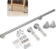 6.6ft-13ft Rolling Ladder Hardware Library, for Home/Indoor/Loft (No Ladder) Stainless Steel Round T