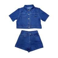 loveruby.store -  Classic Denim Set เซ็ตชุดยีนส์ เสื้อครอป + กางเกง