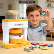 BEAUTYSTARTING Badge Maker Machine for Kids DIY Pin Button Press Kit Installation-Free with 48pcs Ba