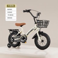 日本熱銷 - 兒童單車-14寸-卡其色+後座閃光輔輪
