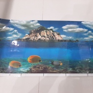 Background Aquarium 30 cm bolak balik ikan hias laut dan gunung
