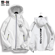 แจ็คเก็ตคลุมด้วยผ้าของผู้ชายแจ็คเก็ตเสื้อกันลมของผู้ชาย AMG Mercedes Benz รถเครื่องแบบหลวมสูตรเสื้อค