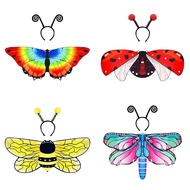Kids Butterfly Wings Costume Ladybird Bumble Bee Headband Wings Cape Set Halloween Cos Costume Props