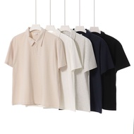 baju lelaki t shirt T-shirt t shirt lelaki Heavy 240G Solid Color 7A Antibacterial Solona Lapel Shor