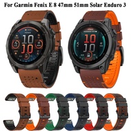 22 26mm Silicone Leather Wristband For Garmin Fenix 8 E 47MM 51MM Quickfit Strap enduro 3 2 MARQ 7 7