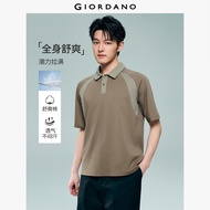 GIORDANO Men Polo Shirts Moisture-Wicking Colorblock Polo Shirts Raglan Sleeve Fashionable Casual Lo