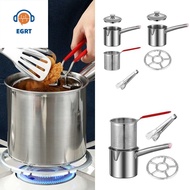 EGRT 304 Stainless Steel Deep Fryer Pot Mesh Mini Frying Strainer Basket Auxiliary Food Pot with Clamp and Cover Chicken Fried Pan Chips