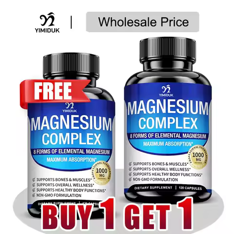 Magnesium Capsules, with Magnesium Glycinate, Malate & Citrate, for Bone & Muscle Health, Metabolism