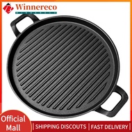 【winnereco】30/33cm Cast Iron Grill Pan Non Stick Griddle Pan Double Sided Grill Plate Skillet for Me