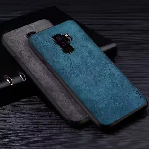 Premium PU Leathe Phone Case for Samsung Galaxy S9 S8 Plus Scratch-Resistant Solid Color Cover for S
