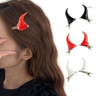 【SUIT*】 1pair Bull Horn Shape Hairpins Hot Girl Goth Duckbills Hair Clip Halloween Goth Ponytail Bra