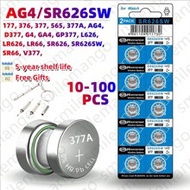 5-100ชิ้น 1.55V AG4 ถ่านกระดุม 377 SR626 SR626SW ถ่านอัลคาไลน์กระดุม 177 376 626A LR66 LR626 สำหรับน