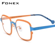 FONEX 2024แว่นตาไทเทเนียมบริสุทธิ์กรอบแว่นตาแว่นสายตาสั้นย้อนยุคแว่นตาสี่เหลี่ยมผู้หญิงสีสันสดใสใหม่ F85805
