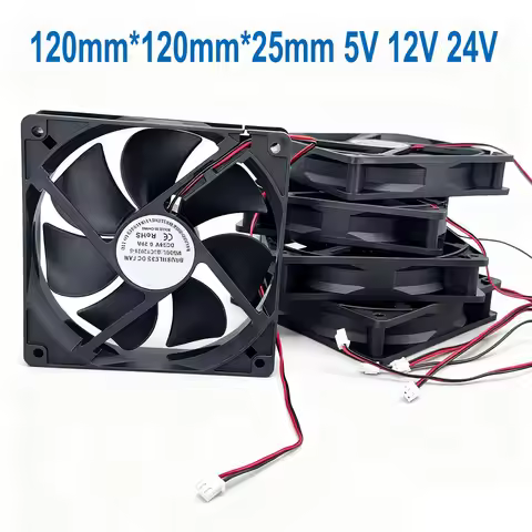 5PCS DC 5V 12V 24v 120mm 12cm 12025 Fan 120mm*120mm*25mm Fan Brushless Cooling Fan 2PIN PC Computer