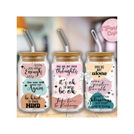 【Fast Ship】dPerfectCupz Drinking Coffee Glass Handmade 16oz/350ml fo Is Okay To Not Be Okay