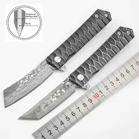 JUFULE Kwaiken Vg10 Core 10Cr Damascus Blade Bearing Steel Handle Tactical Outdoor Pocket Kitchen Ca