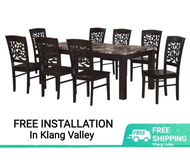Q 10  1+8 Marble Dining Set / 8 Seater Marble Dining Table Set / Marble Dining Table With 8 Chairs / Marble Dining Set / Marble Dining Set with Solid Wood Legs (TWH)