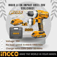 INGCO Lithium-Ion Impact Drill 20V  CIDLI20031 with free gloves