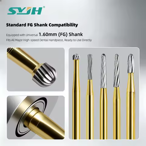 5Pcs/Pack SYJH Dental Tungsten Carbide Bur Egg/Cylindrical Shape Teeth Trimming Finishing Function F