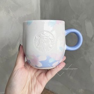 Japan Japan Limited Starbucks Cup 2019 Cherry Blossom Season Limited Blue Purple Cherry Blossom Embossed Ceramic Mug Water Cup