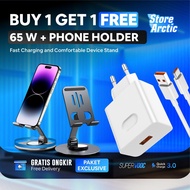 Migoz DeskPower Bundle – 65W Android Fast Charging Charger + Metal Phone Holder hp / tablet