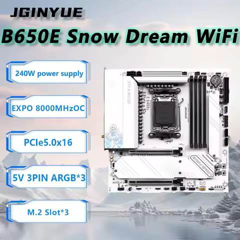 JGINYUE B650E Snow Dream WiFi Motherboard M-ATX For AMD Ryzen 9000series Desktop DDR5 128GB RAM PCIe