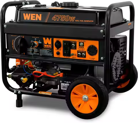 Dual Fuel Portable Generator with Wheel Kit and Electric Start (DF475T)，4,750-Watt 120V/240V